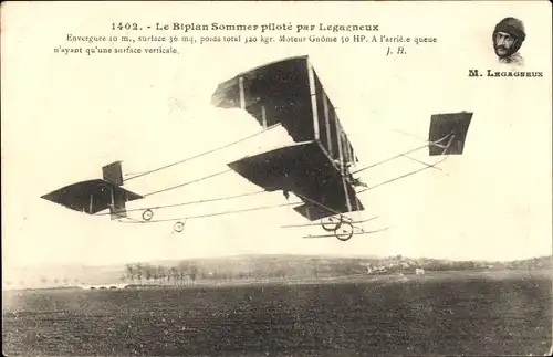 Ak Doppeldecker Sommer, gesteuert von Legagneux