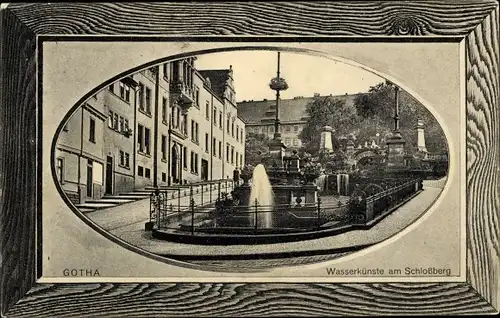 Passepartout Ak Gotha in Thüringen, Wasserkünste, Schlossberg