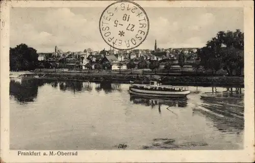 Ak Oberrad Frankfurt am Main, Gesamtansicht, Boot