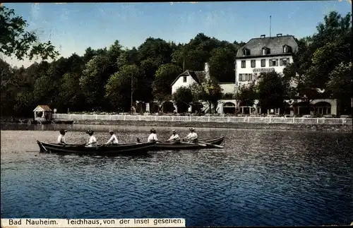 Ak Bad Nauheim in Hessen, Teichhaus, Blick von der Insel