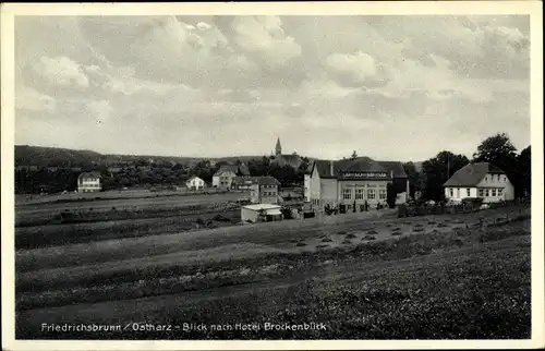 Ak Friedrichsbrunn Thale im Harz, Feldpartie, Hotel Brockenblick