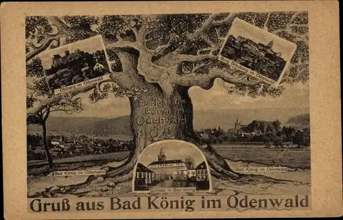 Ak Bad König im Odenwald, Otzberg, Schloss, Burg Breuberg, Baum