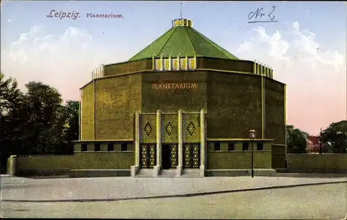 Ak Leipzig in Sachsen, Straßenblick auf das Planetarium