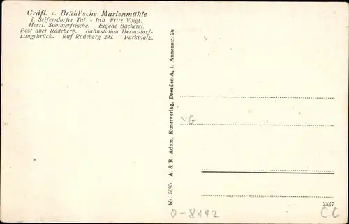 Ak Seifersdorf Wachau Landkreis Bautzen, Marienmühle im Seifersdorfer Tal, Voigt