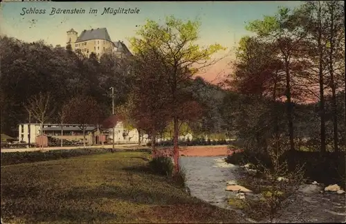 Ak Bärenstein Altenberg im Erzgebirge, Schloss Bärenstein, Müglitztal