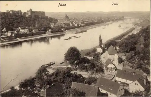 Ak Posta Pirna in Sachsen, Panorama