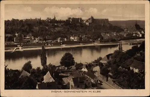 Ak Sonnenstein Pirna in Sachsen, Elbe, Panorama