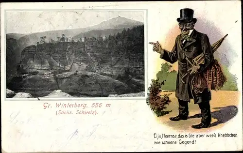 Ak Ostrau Bad Schandau Sächsische Schweiz, Großer Winterberg, Spruch