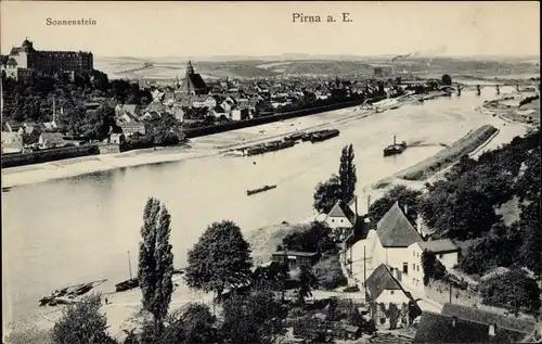 Ak Sonnenstein Pirna in Sachsen, Elbe, Panorama