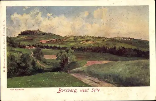 Künstler Ak Dresden Schönfeld Weißig Borsberg, Panorama