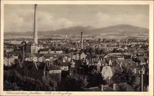 Ak Zittau in der Oberlausitz, Blick über die Stadt nach dem Jeschken, Kalk und Langeberg