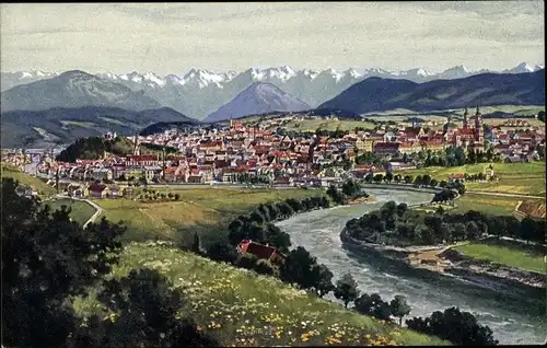 Künstler Ak Kempten im Allgäu Schwaben, Panorama