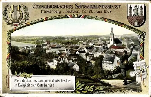 Passepartout Ak Frankenberg an der Zschopau, Erzgebirgisches Sängerbundesfest Juni 1909