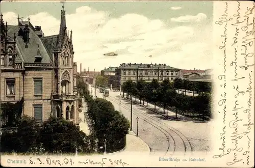 Ak Chemnitz in Sachsen, Bahnhof, Albertstraße