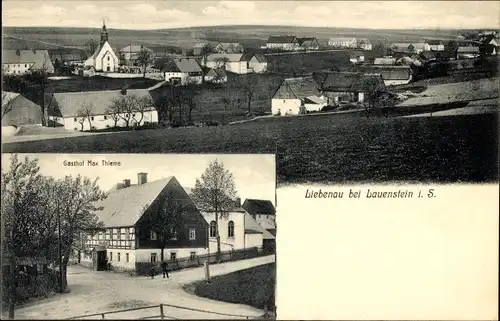 Ak Liebenau Altenberg im Erzgebirge, Panorama, Gasthof Max Thieme