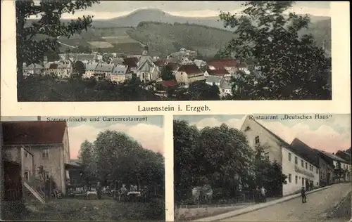 Ak Lauenstein Altenberg im Erzgebirge, Restaurant Deutsches Haus, Gartenrestaurant