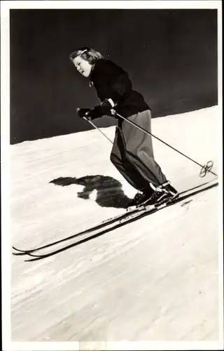 Ak Sankt St. Anton am Arlberg in Tirol, Prinzessin Irene der Niederlande auf Skiern, 1950