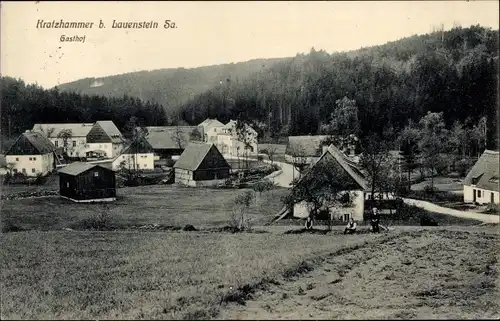 Ak Kratzhammer Altenberg im Erzgebirge, Teilansicht mit Gasthof