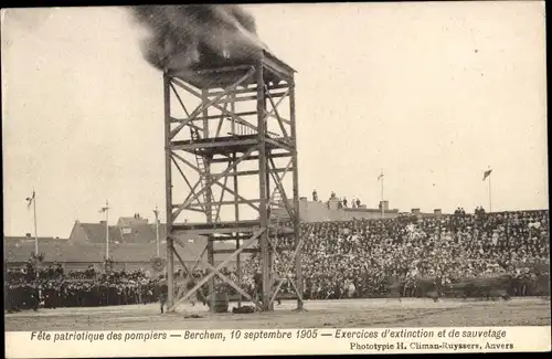 Ak Berchem Flandern Antwerpen, Patriotische Feuerwehrfeier