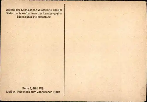 Ak Meißen an der Elbe, Blick zum Jahnaschen Haus, Lotterie Sächs. Winterhilfe 1932/33