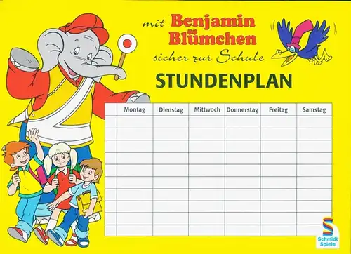 8 Stundenpläne von Benjamin Blümchen, diverse Pläne und Größen