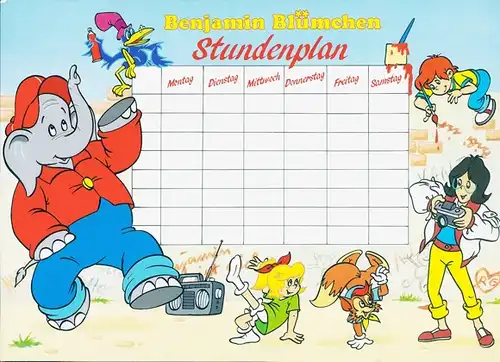 8 Stundenpläne von Benjamin Blümchen, diverse Pläne und Größen