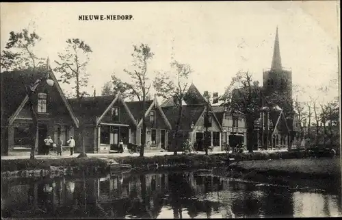 Ak Nieuwe Niedorp Nordholland Niederlande, Wohnhäuser, Kirche