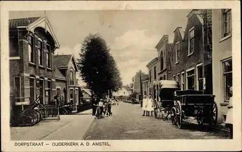 Ak Ouderkerk aan de Amstel Nordholland, Dorfstraße, Kutsche