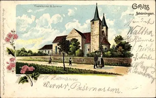 Litho Schöningen am Elm, Klosterkirche St. Lorenz