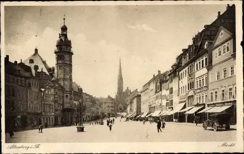 Ak Altenburg in Thüringen, Markt, Geschäfte, Kirchtürme