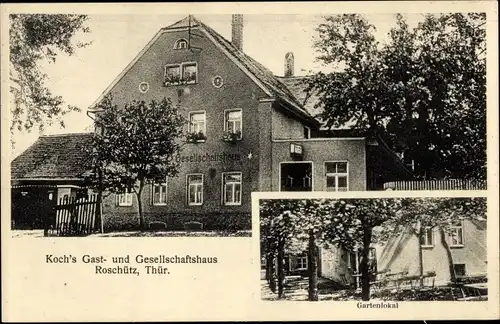 Ak Roschütz Gera in Thüringen, Koch's Gast- und Gesellschaftshaus, Gartenlokal