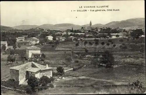 Ak Vallon Ardèche, Ortsansicht, Westseite