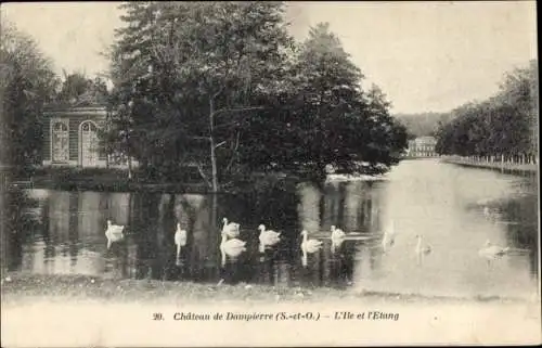 Ak Dampierre-Yvelines, Schloss, Insel und Teich