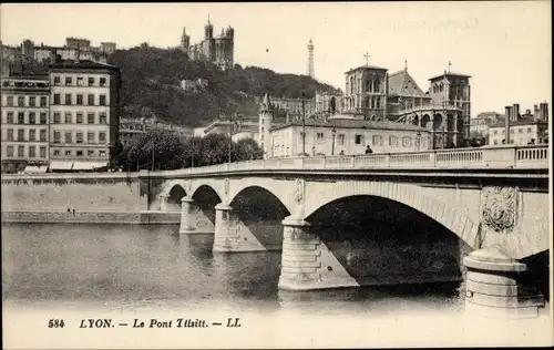 Ak Lyon Rhône, Die Tilsitt-Brücke