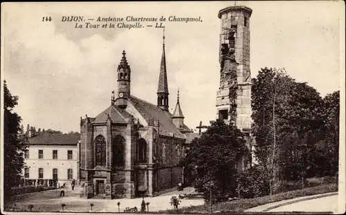 Ak Dijon Côte d'Or, Ancienne Chartreuse de Champmol, Turm, Kapelle