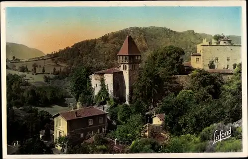 Ak Saint Paul en Cornillon Loire, Kirche, Schloss aus dem XV. Jahrhundert