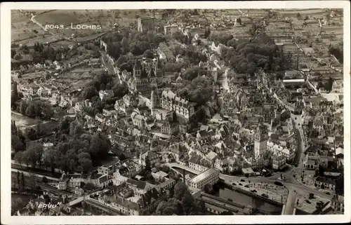 Ak Loches Indre-et-Loire, Luftaufnahme
