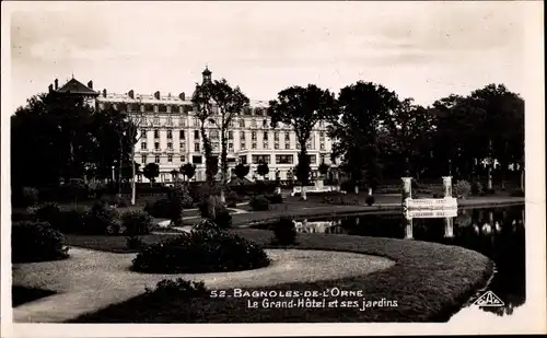 Ak Bagnoles de l'Orne Orne, Grand Hotel, Gärten