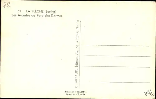 Ak La Flèche Sarthe, Die Arkaden des Parc des Carmes