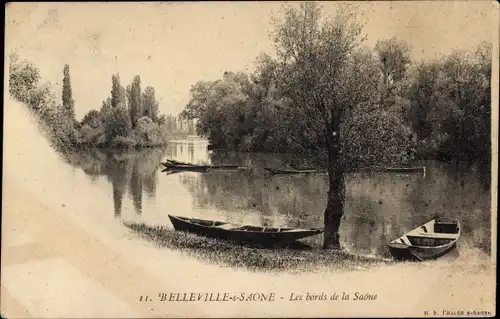 Ak Belleville sur Saône Saône et Loire, Die Ufer der Saône