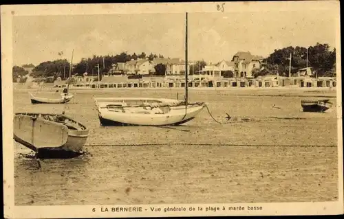 Ak La Bernerie in Retz Loire Atlantique, Gesamtansicht des Strandes bei Ebbe