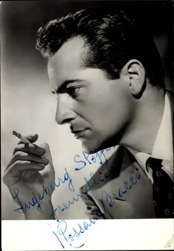 Ak Schauspieler Rossano Brazzi, Portrait, Profilansicht, Autogramm