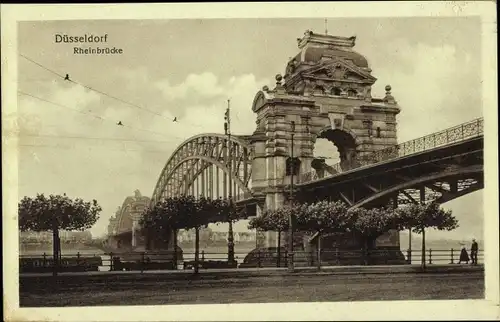 Ak Düsseldorf am Rhein, Rheinbrücke