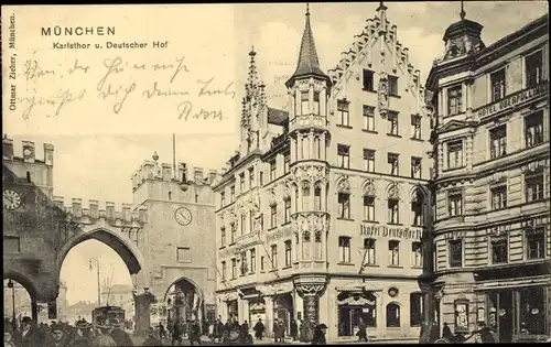 Ak München, Karlstor, Deutscher Hof, Hotel