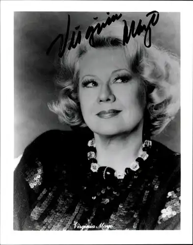 Foto Schauspielerin Virginia Mayo, Portrait, Autogramm