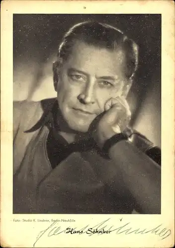 Foto Schauspieler Hans Söhnker, Portrait, Autogramm