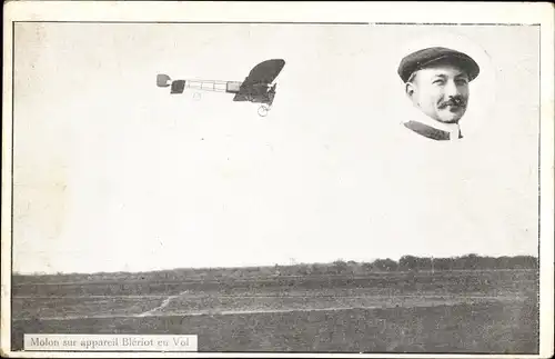 Ak Molon auf Bleriot-Flugzeugen im Flug