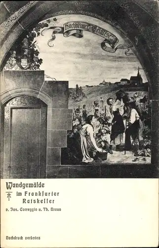 Künstler Ak Correggio, J., Frankfurt am Main, Wandgemälde im Frankfurter Ratskeller, Weinanbau