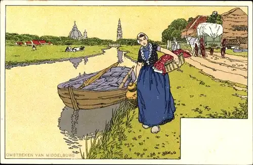 Künstler Litho Cassiers, H., Middelburg Zeeland Niederlande, Omstreken van Middelburg, Tracht