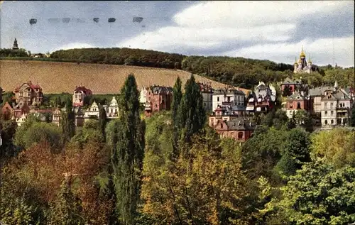 Ak Wiesbaden, Blick zur Stadt, Kirche, Nerotal